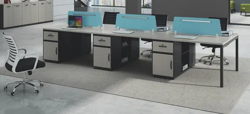 Teambürotisch für 6 Personen – Moderner Gemeinschaftsschreibtisch - Geräumiger Schreibtisch für Co-Working mit 360 cm Länge und 120 cm Breite. Bietet versteckten Stauraum und ist ideal für die Zusammenarbeit im Arbeitszimmer.