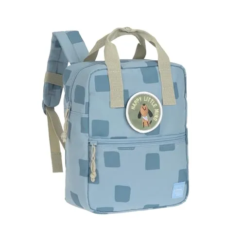LÄSSIG Kinderrucksack Mini Square Backpack Pattern Party Blue - Schulranzen für Kinder ab 3 Jahren, wasserabweisend und mit verstellbarem Brustgurt für maximalen Komfort; ideal für Kindergarten und Ausflüge.