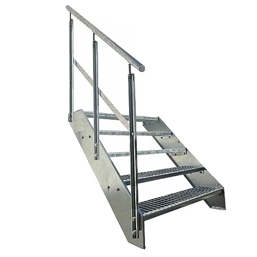 Kaminbau Mierzwa Premium Stahl Treppe Geländer Links Verzinkt 5 Stufen 1200 mm