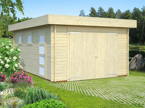 Einzelgarage Palmako Rasmus 19,0 m² mit Holztor - Gartenhäuser, Geräteschuppen & Carports - Flachdach-Garage aus hochwertigem Holz, ideal zum Schutz Ihres Fahrzeugs und als zusätzlicher Stauraum.