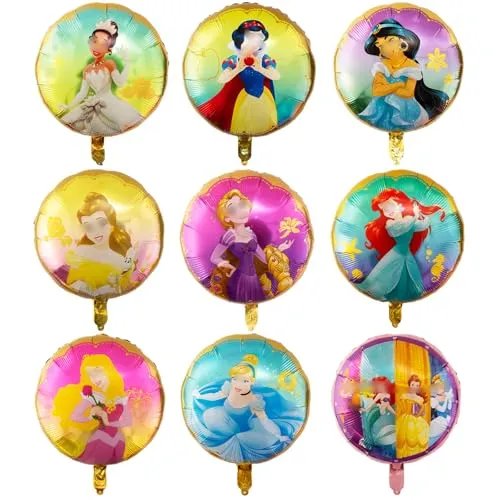 CHUKUA 11 PCS Luftballons Geburtstag Deko Mädchen PrinZEssin Folienballon Happy Birthday Ballons Partyzubehör Girlande Geburtstagsdeko für Kindergeburtstag Thema Party Supplies Deko
