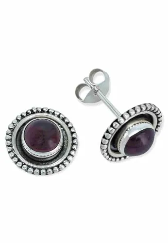 Ohrstecker 925 Silber Granat roter Stein Edelstein Ohrringe echt Silber Damen Sterling Silber Stecker Geschenk(MOS-080-02)