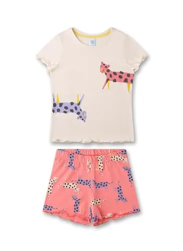 Sanetta Mädchen-Schlafanzug kurz beige - Schlafanzüge für Mädchen - Hochwertiger, bequemer Baumwoll-Pyjama für erholsamen Schlaf, pflegeleicht und farbecht, ideal für jede Jahreszeit.