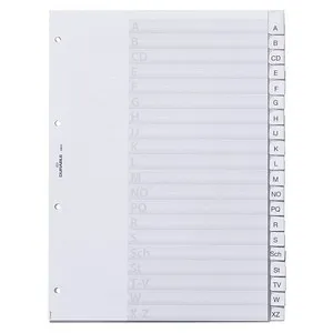 DURABLE Ordnerregister DIN A4 Vollformat A-Z transparent 20-teilig, 1 Satz