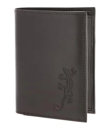 Oxmox Leder Geldbörse Leather RFID Protect Kombibörse Lizard Embossed Brown Dunkelbraun