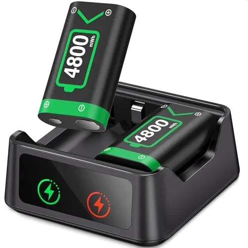 HELLCOOL Akku für Xbox One/Series X&S Controller, 2 Stück 4800mWh Akku Hoher Kapazität Batterien Kompatibel mit Xbox Series X&S/Xbox One S/X/Elite Controller Skins