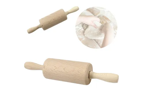 Smart-Planet Nudelholz Kindernudelholz Mini Marzipanrolle für Kinder - Teigroller Plätzchen Holz, Backen Zubehör Kuchenteig rollen, Knete - Plätzchenrolle Holz