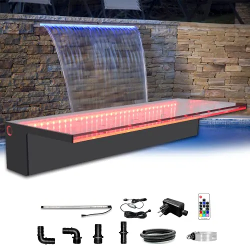 LONGRUN Pool Wasserfall Bachlaufset mit LED, 60cm