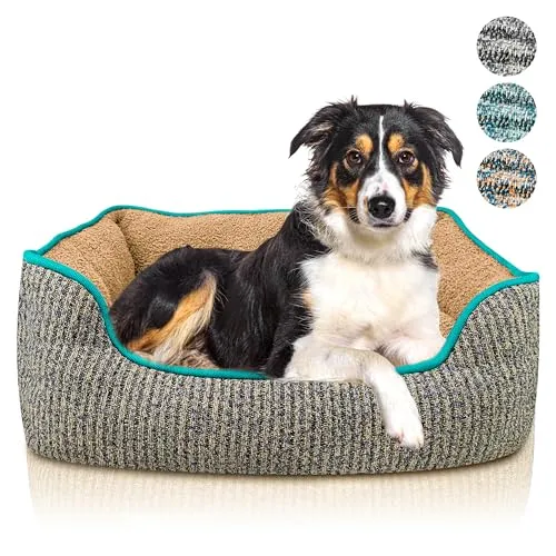 bluzelle Hundebett für große Hunde, Hundekorb Hundesofa Hundekissen Hundecouch Tierbett Schlafplatz, Waschbar rutschfest Herausnehmbares Kissen Flauschig Plüsch Teddy-Fell, Größe L, Farbe:Blau