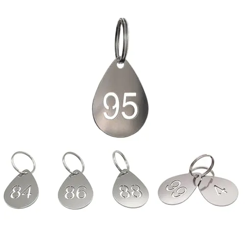 NanTun Edelstahl nummerierte Schlüsselanhänger Tropfenform mit langlebigen Metall-ID-Tags mit Schlüsselringen für Organisation - Zahlen 1 bis 10