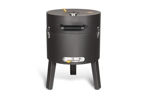 Boretti Tonello Holzkohlegrill mit Deckel | Kleineres Format | Mobiler | Ideal für Strand, Campingplatz oder Park | 57x40x40cm (HxBxT) | Farbe: Anthrazit