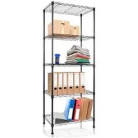 casa pura Regal Rocky – Gitterregal aus Stahl, Schwarz, 5 Böden - Regale: Stabilität und modernes Design vereint. Belastbar bis 250 kg, ideal für Lagerung und Dekoration in jedem Raum.