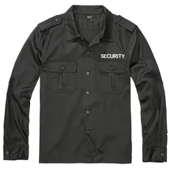 Brandit Security US Shirt Long Sleeve schwarz, Größe 3XL - Herren-Shirt aus robustem, wasserabweisendem Mischgewebe, ideal für aktive Einsätze. Mit 'Security' Print und praktischen Brusttaschen für mehr Funktionalität.