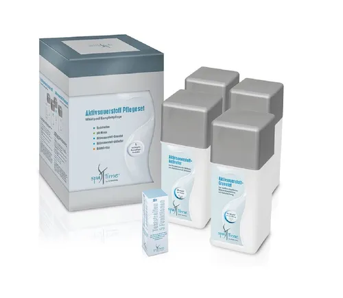 SpaTime Aktivsauerstoff Pflegeset Whirlpool - Poolzubehör für die effektive SPA Desinfektion, enthält 5 essentielle Produkte auf Basis von Aktivsauerstoff O2 für kristallklares Wasser.