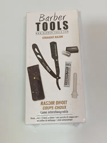 BARBER TOOLS Rasiermesser mit Box und 5 Rasierklingen