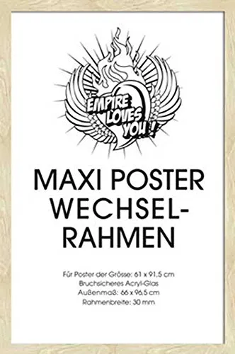 Bilderrahmen Maxi 61x91,5 cm - Wechselrahmen Eiche-Optik - Wechselrahmen Maxi 61x91,5 cm mit 30mm MDF-Profil in eleganter Holzoptik. Ideal für Ihre Lieblingsbilder, bietet eine ansprechende Präsentation und schützt Ihre Fotos.