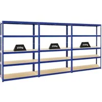 PROREGAL® Schwerlastregal MegaDeal - 3x Big Elephant S, 180x120x45cm, Blau - Schwerlastregale mit 250 kg Traglast pro Ebene. Ideal für Lager oder Werkstatt, einfache Steckmontage und verstellbare Fachböden für maximalen Stauraum.