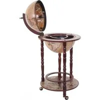 MCW Globusbar D83 Rollbar Braun - Elegante Globusbar mit antiker Weltkarte, ideal zur stylischen Aufbewahrung von Flaschen und Gläsern. Dank 3 Rollen mobil und flexibel im Einsatz – ein echter Hingucker für jedes Zuhause.