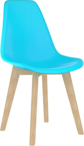 vidaXL Esszimmerstühle 6 Stk. Blau Kunststoff - Sechs stilvolle Esszimmerstühle in Blau aus pflegeleichtem Kunststoff. Ergonomische Rückenlehne für hohen Sitzkomfort und stabile Buchenholzbeine für Langlebigkeit. Ideal für jedes moderne Esszimmer!