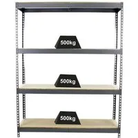 PROREGAL Schwerlastregal Wood Beast Four 200x210x90 cm - Robustes Schwerlastregal mit 4 Ebenen und einer Fachlast von bis zu 600 kg, ideal für Werkstatt und Lager. Einfache Montage und verstellbare Fachböden für maximale Flexibilität.