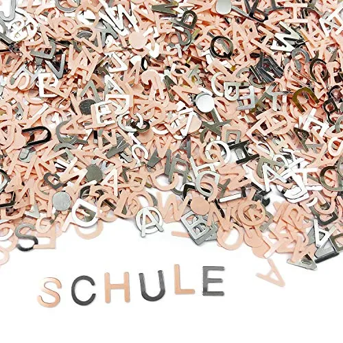 Oblique Unique® ABC Alphabet Buchstaben Konfetti Streudeko Streuteile Tisch Deko für Schuleinführung Einschulung Geburtstag Jubiläum Feier Party - Lachsfarben Silber
