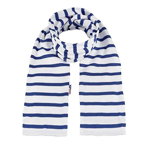 modAS Unisex Bretonischer Schal mit Streifen und uni verschieden Farben - Herrenschal Damenschal Kinderschal 20x160 cm in Weiß-Royal