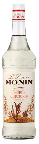 Monin Sirup Weißer Rohrzucker 1,0l - Ideal für Cocktails und Desserts - Sirupe - Der MONIN Weißer Rohrzucker Sirup bietet eine kräftige Süße und ist perfekt zum Mixen. Mit tropffreiem Ausgießer und griffiger Flasche für einfache Handhabung.