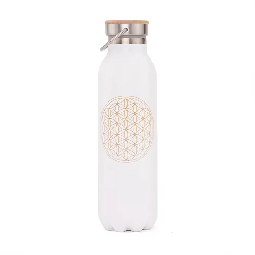 bodhi Thermosflasche | Isolierte Trinkflasche aus Edelstahl | 100% Dicht & Auslaufsicher | Kalte & Warme Getränke | Veredelt mit Design Motiv | Für Sport und im Alltag (Blume des Lebens)