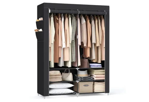 SONGMICS Stoffschrank RYG008B02 - Falt- & Stoffschrank mit 2 Hängefächern und 4 Seitentaschen für optimale Ordnung, robust und einfach aufzubauen, ideal für Schlafzimmer oder Wohnzimmer.