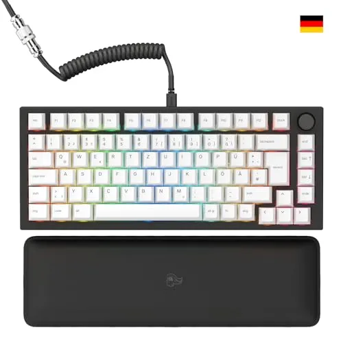 Glorious Gaming GMMK Pro Black Slate 75% TKL - Vorinstallierte Gaming-Tastatur - Tastaturen, kompakte 75% TKL-Layout für mehr Platz auf dem Schreibtisch und individuell anpassbare RGB-Hintergrundbeleuchtung.