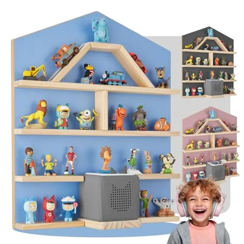 tectake® Holz Regal mit Magnetstreifen für Kinderzimmer in blau von tectake