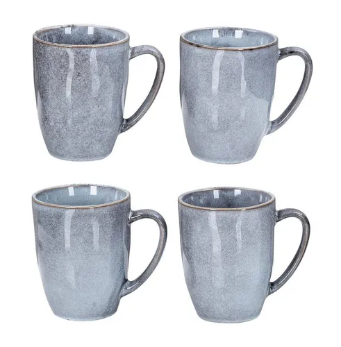 Levandeo® Becher 4er Set - Elegante Steingut Tassen in Grau - Thermobehälter mit modernem Design, ideal für stilvolle Kaffeepausen und langlebig im Gebrauch.