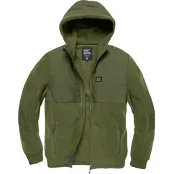 Vintage Industries Landell Polar Fleece Jacke, grün, Größe L für Männer - Funktionsjacke aus weichem Polar Fleece, mit YKK-Reißverschlüssen und verstellbarer Kapuze für optimalen Komfort und Schutz bei Outdoor-Aktivitäten.