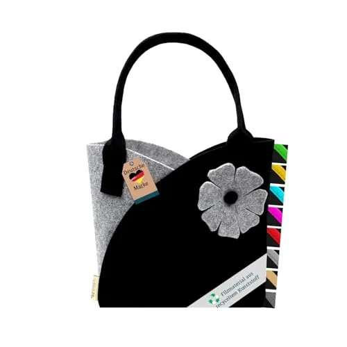 Filztasche Einkaufskorb Einkaufstasche, Filztaschen Shopper, Groß Multifunktional Filzkorb zur Aufbewahrung (Blume)