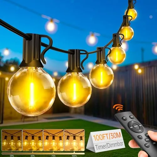 LED Lichterkette Außen 30M mit Fernbedienung in weiß von FGRYB