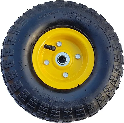 FROSAL Luft Rad Bollerwagen Ø 260 mm 4.10/3.50-4 | Ersatzrad Reifen Sackkarre | Achse 16 mm | Luftrad Kugellager | Stahlfelge Gelb