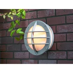 LED Außenwandleuchte Grau für Fassaden- und Hausbeleuchtung - Moderne Außenwandleuchte mit gleichmäßiger Lichtverteilung und dekorativem Gitter. Ideal für Eingangsbereiche und Terrassen, gefertigt aus robustem Aluminium und Acrylglas mit Schutzart IP23.