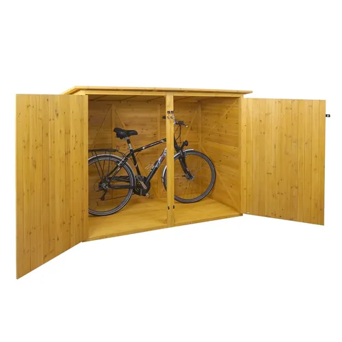 1er-Fahrradbox HWC-H60, Fahrradgarage Gerätehaus abschließbar 152x184x98cm braun