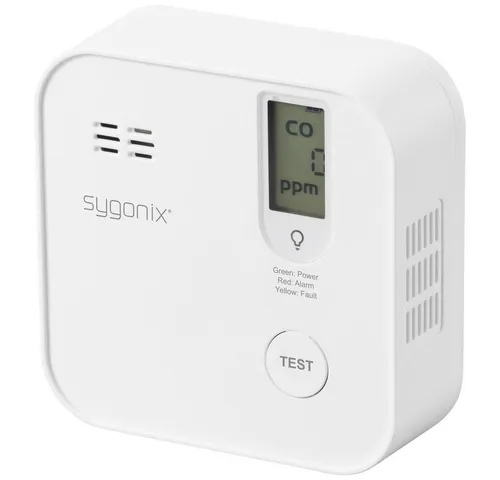 Sygonix CO Kohlenmonoxid-Melder - Gasmelder mit internem Sensor und 10-Jahres-Batterie für zuverlässigen Schutz vor Kohlenmonoxid - ideal für Ihr Zuhause.