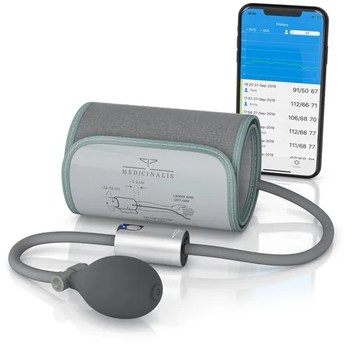 Medicinalis - Blutdruckmessgerät Oberarm Bluetooth - Blutdruck und Puls Messer mit Speicherfunktion und Übertrag in kostenlose App - klinisch validiert
