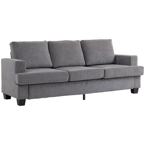HOMCOM 3-Sitzer Sofa mit Chenille-Optik - Elegantes Loungesofa mit robustem Stahlrahmen, bietet höchsten Sitzkomfort und eine maximale Belastung von 360 kg für entspannte Filmabende oder Gästeempfang.