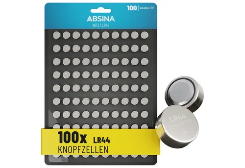 ABSINA AG13 LR44 Knopfzelle 100er Pack von ABSINA