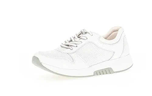 Gabor Damen Low-Top Sneaker, Frauen Halbschuhe,Wechselfußbett,Freizeitschuhe,Turnschuhe,Laufschuhe,schnürer,Weiss(Se.weis/Grey,40.5 EU / 7 UK