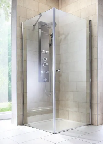 welltime Eckdusche Florenz 80x80 cm - Duschkabine mit Sicherheitsglas und Hebe-Senk-Mechanismus, barrierefrei einbaubar und ideal für moderne Badezimmer.