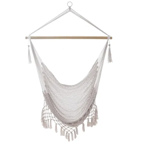 Hängesessel Macramee aus Baumwolle mit Fransenkante in beige von Intirilife