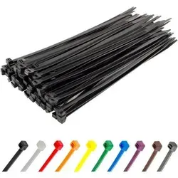 Kabelbinder 100 Stück UV-beständig 300 mm x 7,6 mm Schwarz - 100 Stück Kabelbinder in Schwarz, 300 mm x 7,6 mm. Mit 54,4 kg Zugfestigkeit ideal zur sicheren Kabelorganisation. UV-beständig und wetterfest für den Innen- und Außeneinsatz. Perfekt für Heimwerker und Profis!