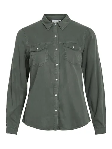 VIBISTA Denim Shirt SU-NOOS - Stylisches Denim Hemd mit Knopfverschluss und Druckknopfmanschetten, ideal für lässige Looks und vielseitige Kombinationen.