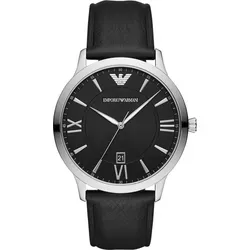 Emporio Armani Uhr Modell AR11210 - Armbanduhr für Herren mit 44 mm Edelstahlgehäuse, schwarzem Ziffernblatt und Rindslederarmband. Wasserdicht bis 5 ATM - ideal für den Alltag!