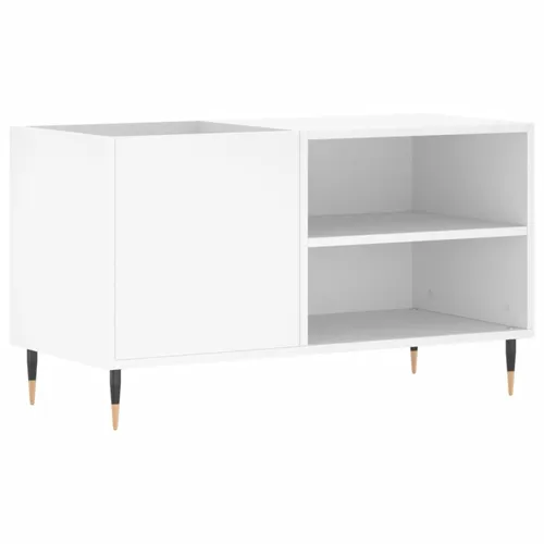 vidaXL Plattenschrank Weiß 85x38x48 cm - Badezimmerschrank aus hochwertigem Holzwerkstoff, ideal zur Aufbewahrung und Präsentation deiner Schallplatten. Robuste Oberplatte für Plattenspieler, Eisenbeine für industrielle Stabilität.