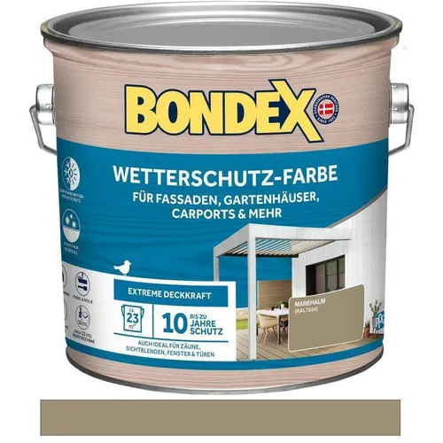 Bondex Wetterschutz-Farbe Marehalm - Ral 7034, 2,5 L - Holzlasuren für außen, extreme Deckkraft und bis zu 10 Jahre Wetterschutz, schützt Holz vor Pilz- und Algenbefall.